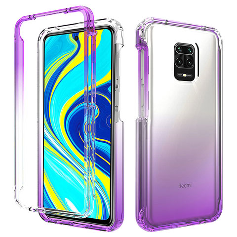 Funda Silicona Carcasa Ultrafina Transparente Goma Frontal y Trasera 360 Grados Gradiente para Xiaomi Redmi Note 9 Pro Morado