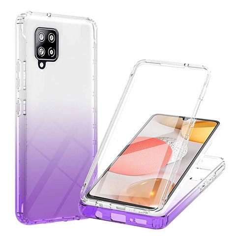 Funda Silicona Carcasa Ultrafina Transparente Goma Frontal y Trasera 360 Grados Gradiente YB1 para Samsung Galaxy A42 5G Morado