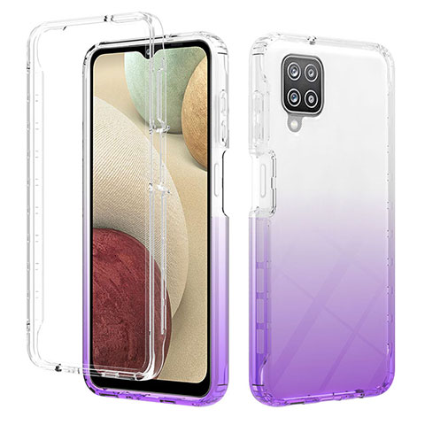 Funda Silicona Carcasa Ultrafina Transparente Goma Frontal y Trasera 360 Grados Gradiente YB2 para Samsung Galaxy A12 Morado