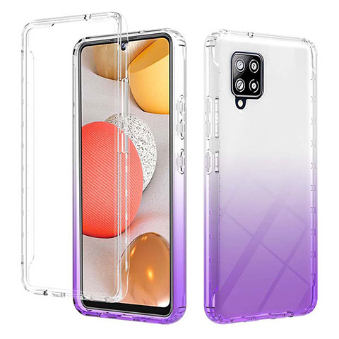 Funda Silicona Carcasa Ultrafina Transparente Goma Frontal y Trasera 360 Grados Gradiente YB2 para Samsung Galaxy A42 5G Morado