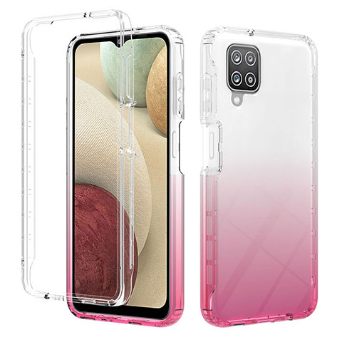 Funda Silicona Carcasa Ultrafina Transparente Goma Frontal y Trasera 360 Grados Gradiente YB2 para Samsung Galaxy M12 Rosa