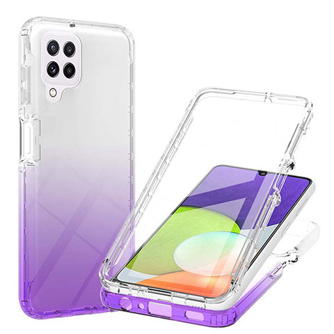 Funda Silicona Carcasa Ultrafina Transparente Goma Frontal y Trasera 360 Grados Gradiente ZJ1 para Samsung Galaxy A22 4G Morado