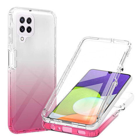 Funda Silicona Carcasa Ultrafina Transparente Goma Frontal y Trasera 360 Grados Gradiente ZJ1 para Samsung Galaxy A22 4G Rosa