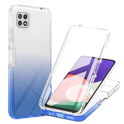 Funda Silicona Carcasa Ultrafina Transparente Goma Frontal y Trasera 360 Grados Gradiente ZJ1 para Samsung Galaxy A22s 5G Azul