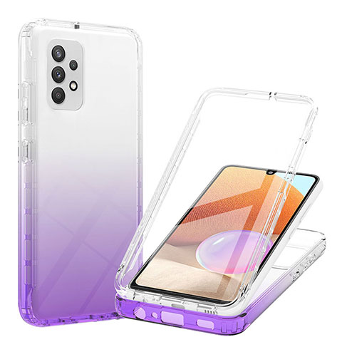 Funda Silicona Carcasa Ultrafina Transparente Goma Frontal y Trasera 360 Grados Gradiente ZJ1 para Samsung Galaxy A32 4G Morado