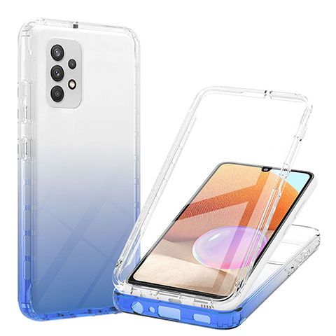 Funda Silicona Carcasa Ultrafina Transparente Goma Frontal y Trasera 360 Grados Gradiente ZJ1 para Samsung Galaxy A32 5G Azul