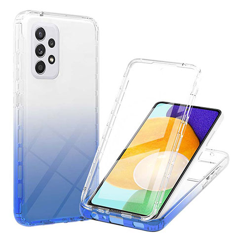 Funda Silicona Carcasa Ultrafina Transparente Goma Frontal y Trasera 360 Grados Gradiente ZJ1 para Samsung Galaxy A52 4G Azul