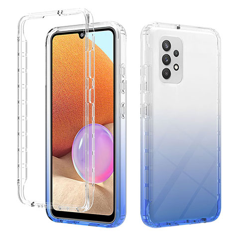 Funda Silicona Carcasa Ultrafina Transparente Goma Frontal y Trasera 360 Grados Gradiente ZJ2 para Samsung Galaxy A32 5G Azul