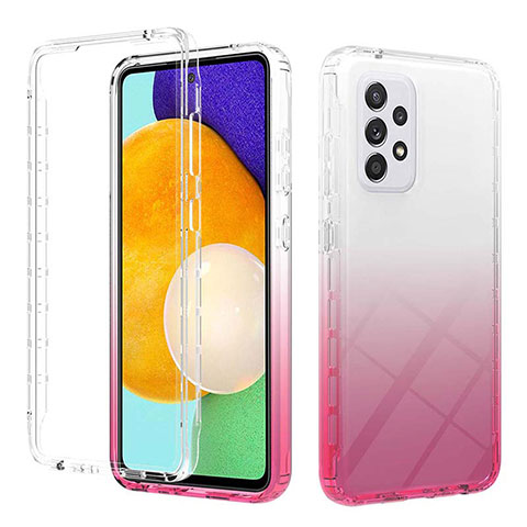 Funda Silicona Carcasa Ultrafina Transparente Goma Frontal y Trasera 360 Grados Gradiente ZJ2 para Samsung Galaxy A52 4G Rosa