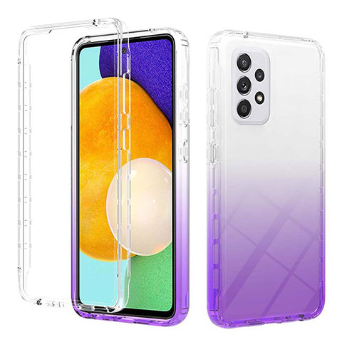 Funda Silicona Carcasa Ultrafina Transparente Goma Frontal y Trasera 360 Grados Gradiente ZJ2 para Samsung Galaxy A52 5G Morado