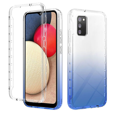 Funda Silicona Carcasa Ultrafina Transparente Goma Frontal y Trasera 360 Grados Gradiente ZJ2 para Samsung Galaxy F02S SM-E025F Azul