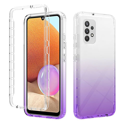 Funda Silicona Carcasa Ultrafina Transparente Goma Frontal y Trasera 360 Grados Gradiente ZJ2 para Samsung Galaxy M32 5G Morado