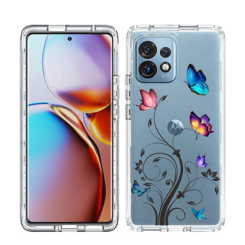 Funda Silicona Carcasa Ultrafina Transparente Goma Frontal y Trasera 360 Grados JX1 para Motorola Moto Edge 40 Pro 5G Azul Cielo