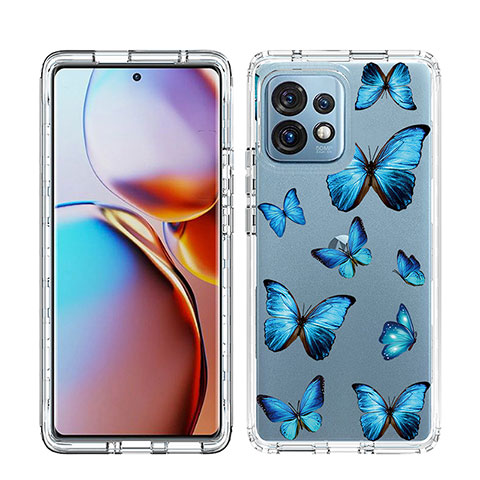 Funda Silicona Carcasa Ultrafina Transparente Goma Frontal y Trasera 360 Grados JX1 para Motorola Moto Edge Plus (2023) 5G Azul