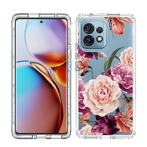 Funda Silicona Carcasa Ultrafina Transparente Goma Frontal y Trasera 360 Grados JX1 para Motorola Moto Edge Plus (2023) 5G Purpura Claro