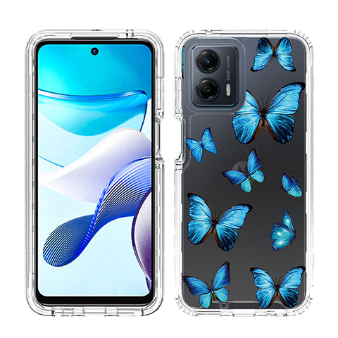 Funda Silicona Carcasa Ultrafina Transparente Goma Frontal y Trasera 360 Grados JX1 para Motorola Moto G 5G (2023) Azul