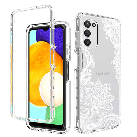 Funda Silicona Carcasa Ultrafina Transparente Goma Frontal y Trasera 360 Grados JX3 para Samsung Galaxy F02S SM-E025F Blanco