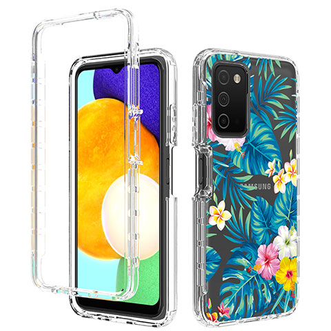 Funda Silicona Carcasa Ultrafina Transparente Goma Frontal y Trasera 360 Grados JX4 para Samsung Galaxy A02s Azul Cielo