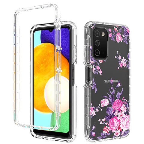 Funda Silicona Carcasa Ultrafina Transparente Goma Frontal y Trasera 360 Grados JX4 para Samsung Galaxy A03s Rosa