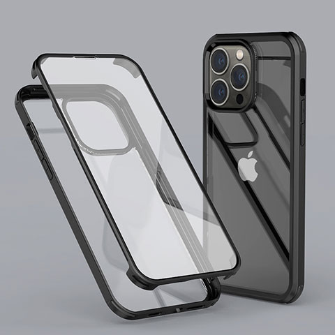 Funda Silicona Carcasa Ultrafina Transparente Goma Frontal y Trasera 360 Grados LK1 para Apple iPhone 16 Pro Max Negro