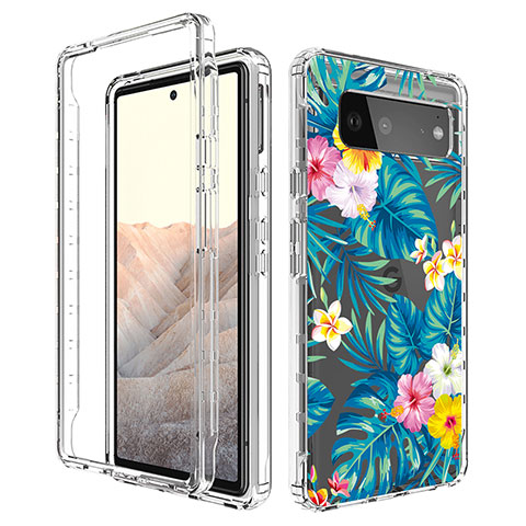 Funda Silicona Carcasa Ultrafina Transparente Goma Frontal y Trasera 360 Grados para Google Pixel 6 5G Azul Cielo