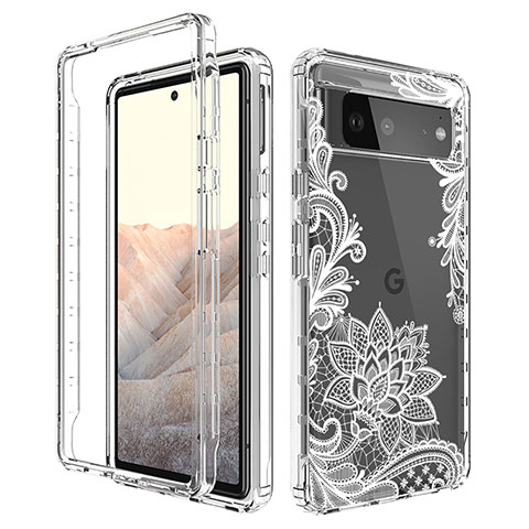 Funda Silicona Carcasa Ultrafina Transparente Goma Frontal y Trasera 360 Grados para Google Pixel 6 5G Blanco