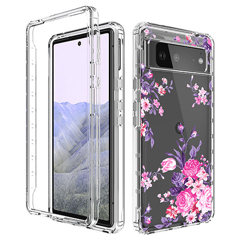 Funda Silicona Carcasa Ultrafina Transparente Goma Frontal y Trasera 360 Grados para Google Pixel 6 Pro 5G Rosa