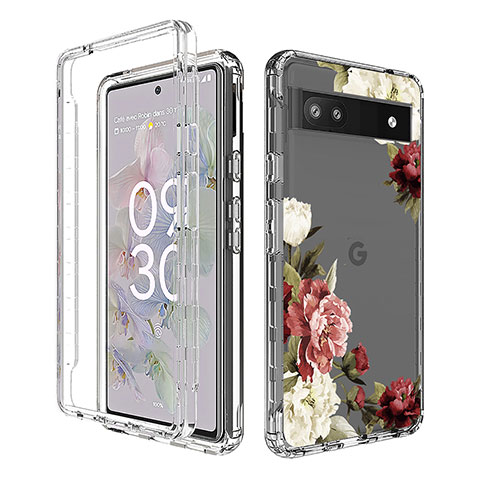 Funda Silicona Carcasa Ultrafina Transparente Goma Frontal y Trasera 360 Grados para Google Pixel 6a 5G Marron