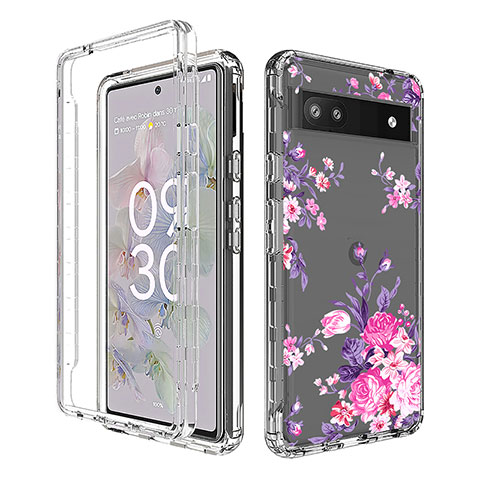 Funda Silicona Carcasa Ultrafina Transparente Goma Frontal y Trasera 360 Grados para Google Pixel 6a 5G Rosa