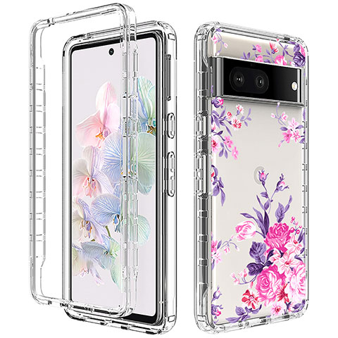 Funda Silicona Carcasa Ultrafina Transparente Goma Frontal y Trasera 360 Grados para Google Pixel 7 5G Rosa