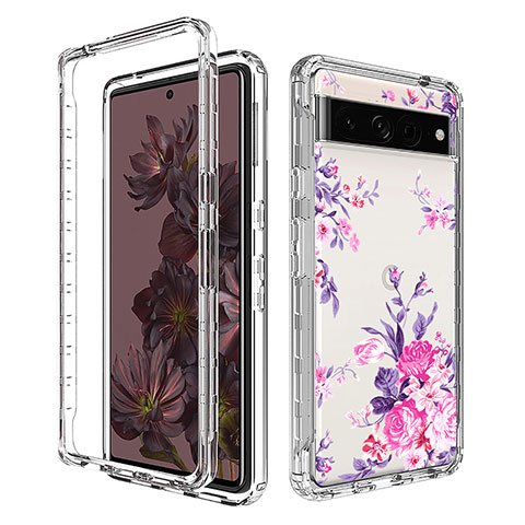 Funda Silicona Carcasa Ultrafina Transparente Goma Frontal y Trasera 360 Grados para Google Pixel 7 Pro 5G Rosa