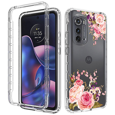 Funda Silicona Carcasa Ultrafina Transparente Goma Frontal y Trasera 360 Grados para Motorola Moto Edge (2022) 5G Oro Rosa