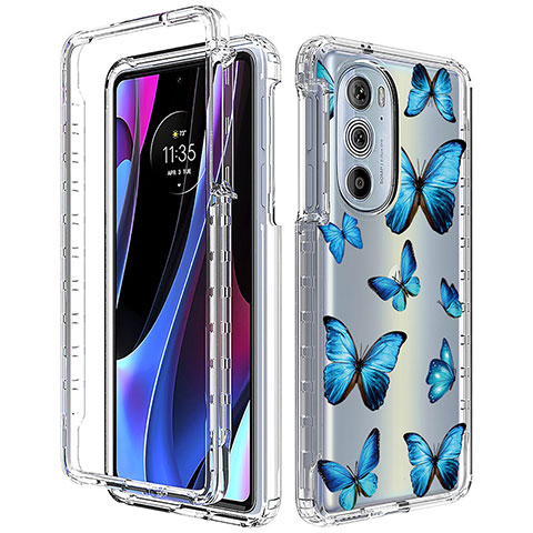 Funda Silicona Carcasa Ultrafina Transparente Goma Frontal y Trasera 360 Grados para Motorola Moto Edge 30 Pro 5G Azul