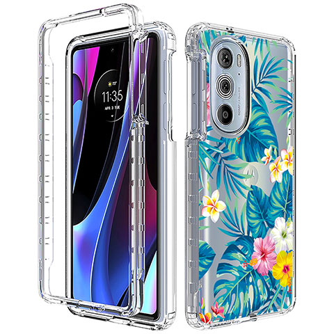 Funda Silicona Carcasa Ultrafina Transparente Goma Frontal y Trasera 360 Grados para Motorola Moto Edge 30 Pro 5G Cian