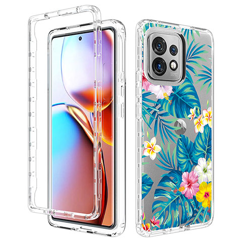 Funda Silicona Carcasa Ultrafina Transparente Goma Frontal y Trasera 360 Grados para Motorola Moto Edge 40 Pro 5G Cian