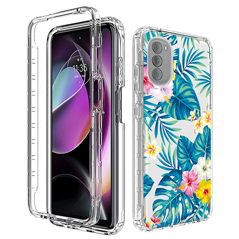 Funda Silicona Carcasa Ultrafina Transparente Goma Frontal y Trasera 360 Grados para Motorola Moto G 5G (2022) Cian