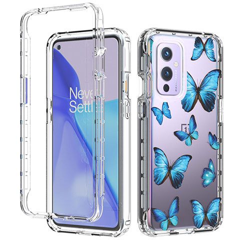 Funda Silicona Carcasa Ultrafina Transparente Goma Frontal y Trasera 360 Grados para OnePlus 9 5G Azul