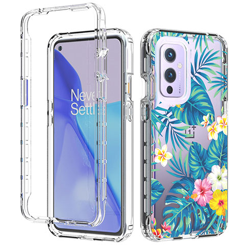 Funda Silicona Carcasa Ultrafina Transparente Goma Frontal y Trasera 360 Grados para OnePlus 9 5G Azul Cielo