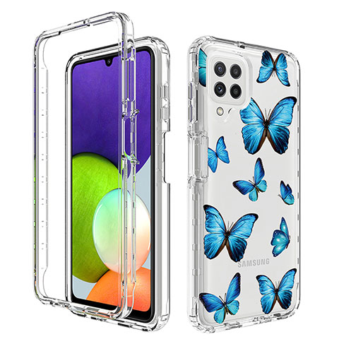 Funda Silicona Carcasa Ultrafina Transparente Goma Frontal y Trasera 360 Grados para Samsung Galaxy A22 4G Azul