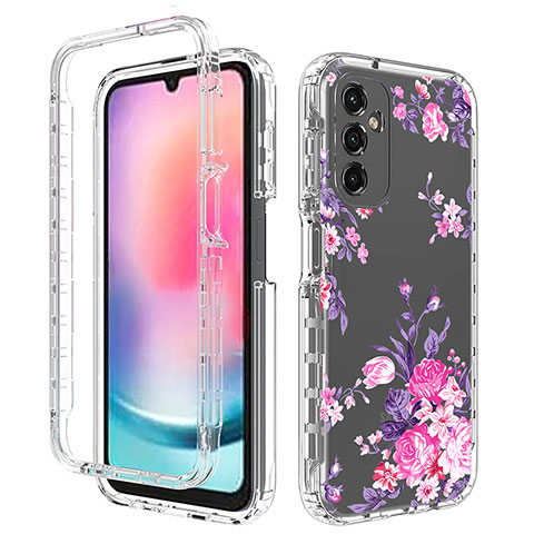 Funda Silicona Carcasa Ultrafina Transparente Goma Frontal y Trasera 360 Grados para Samsung Galaxy A25 5G Oro Rosa