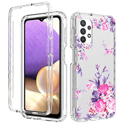 Funda Silicona Carcasa Ultrafina Transparente Goma Frontal y Trasera 360 Grados para Samsung Galaxy A32 4G Rosa