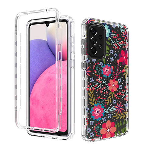 Funda Silicona Carcasa Ultrafina Transparente Goma Frontal y Trasera 360 Grados para Samsung Galaxy A33 5G Rosa Roja