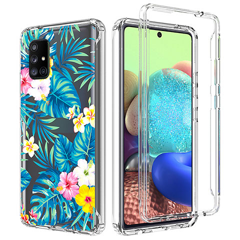 Funda Silicona Carcasa Ultrafina Transparente Goma Frontal y Trasera 360 Grados para Samsung Galaxy A71 4G A715 Azul Cielo