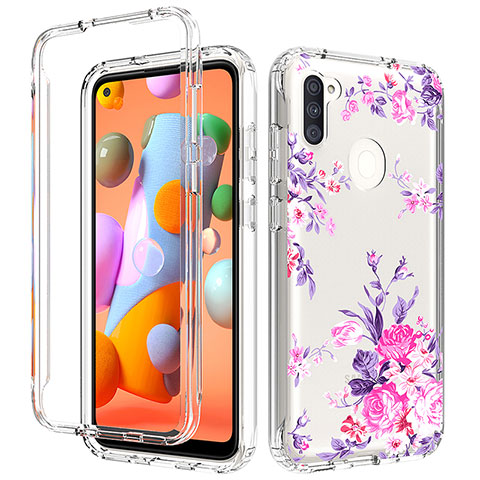 Funda Silicona Carcasa Ultrafina Transparente Goma Frontal y Trasera 360 Grados para Samsung Galaxy M11 Rosa