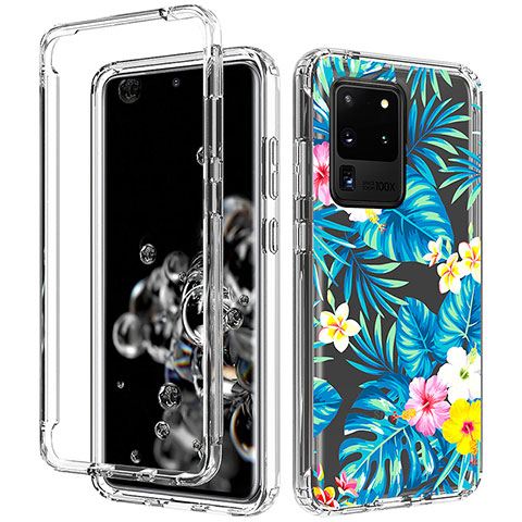 Funda Silicona Carcasa Ultrafina Transparente Goma Frontal y Trasera 360 Grados para Samsung Galaxy S20 Ultra 5G Azul Cielo