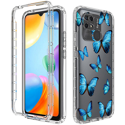 Funda Silicona Carcasa Ultrafina Transparente Goma Frontal y Trasera 360 Grados para Xiaomi Redmi 10C 4G Azul