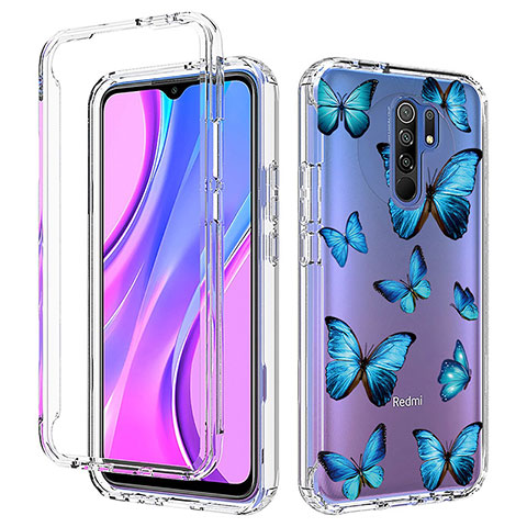 Funda Silicona Carcasa Ultrafina Transparente Goma Frontal y Trasera 360 Grados para Xiaomi Redmi 9 Azul