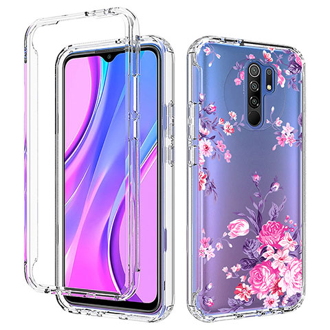 Funda Silicona Carcasa Ultrafina Transparente Goma Frontal y Trasera 360 Grados para Xiaomi Redmi 9 Rosa