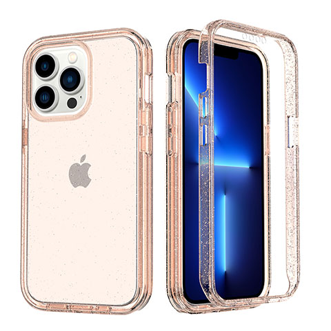 Funda Silicona Carcasa Ultrafina Transparente Goma Frontal y Trasera 360 Grados YJ1 para Apple iPhone 13 Pro Max Rosa