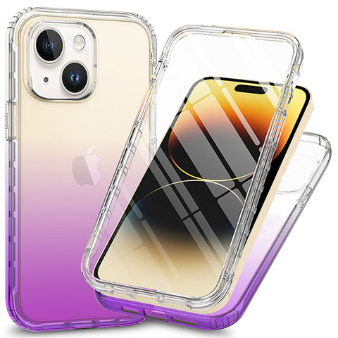 Funda Silicona Carcasa Ultrafina Transparente Goma Frontal y Trasera 360 Grados ZJ1 para Apple iPhone 15 Plus Morado